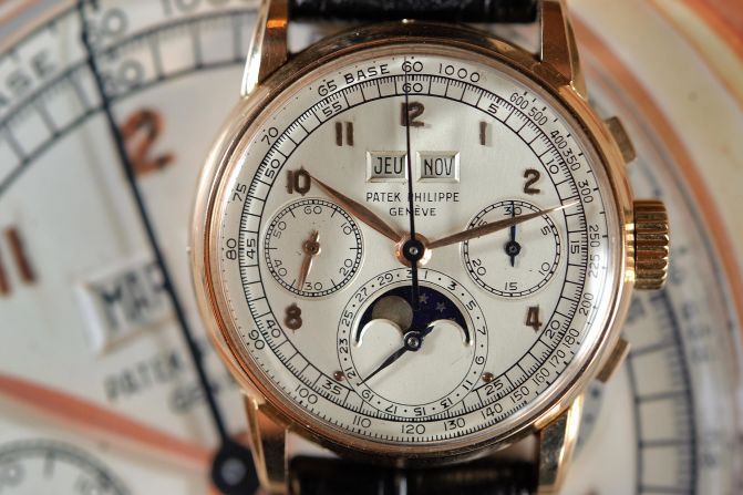 This perpetual calendar chronograph wristwatch with moon phases, which sold for $1.4 million at a Sotheby's auction in November 2008, is one of few known pink gold watches made by Patek Philippe.