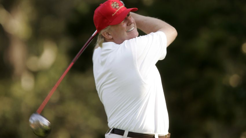 UNITED STATES - FEBRUARY 10:  Donald Trump during the first round of the 2005 AT&T Pebble Beach National Pro-Am at Spyglass Hill Golf Club in Pebble Beach, California on February 10, 2005.  (Photo by Mike Ehrmann/Getty Images)