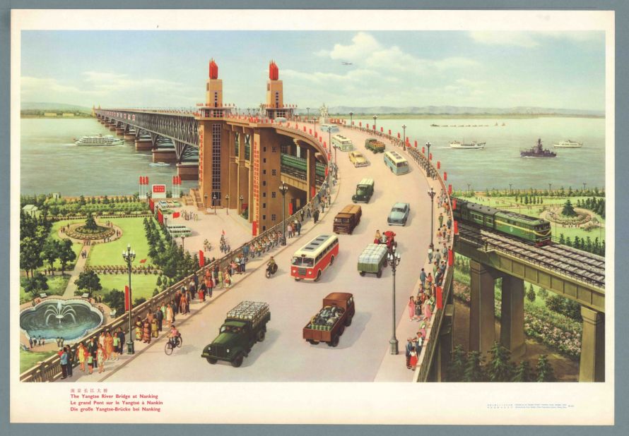 The poster, designed by Zhang Yuqing, shows off the bridge in all its glory. Both local and foreign visitors are portrayed.