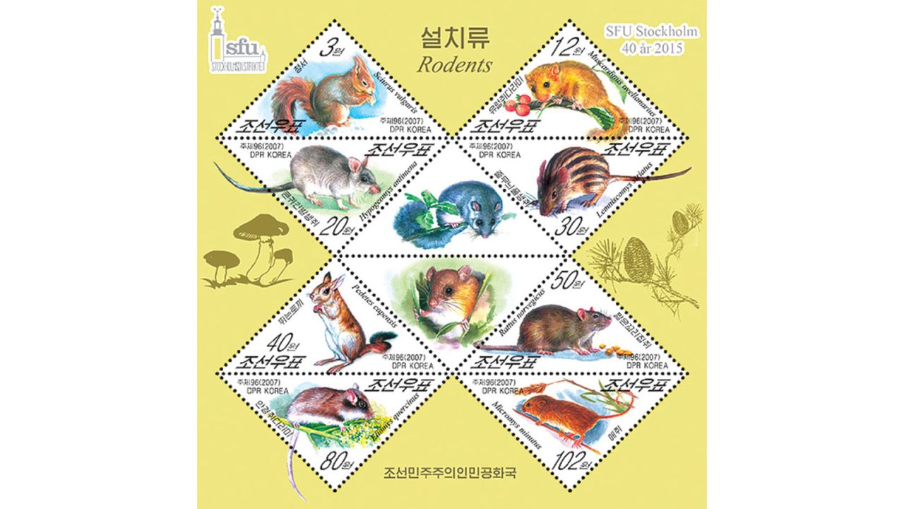Stamps depicting animals -- like this selection of rodents -- are largely aimed at overseas collectors.