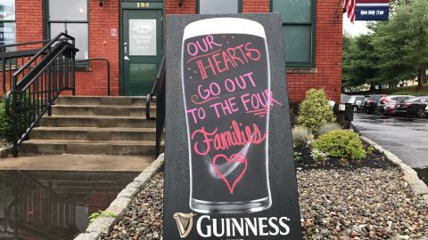 Four young victims remembered outside the Station Tap House in Doylestown, Pennsylvania.