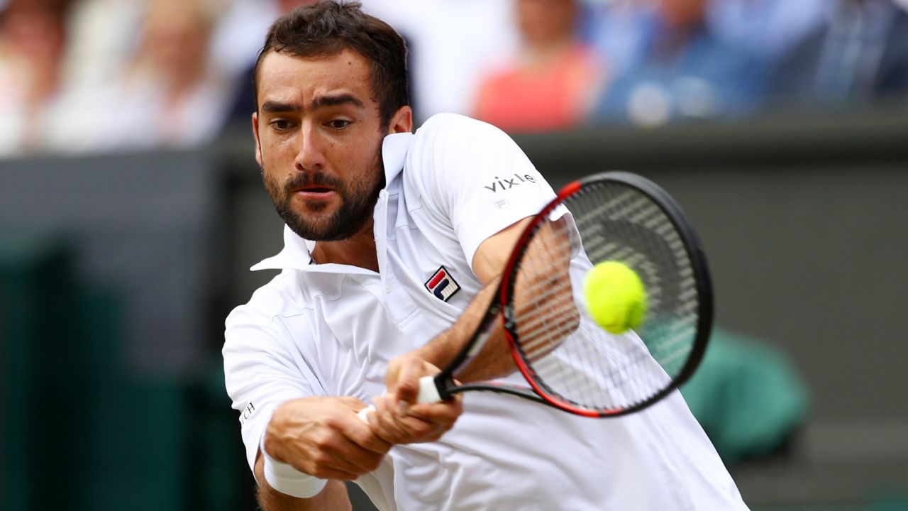 Cilic plays double-handed backhand. 