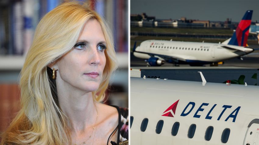 WASHINGTON, DC - OCTOBER 23:  Ann Coulter, left, is interviewed for One America News Network on Wednesday October 23, 2013 in Washington, DC.  Coulter is promoting her new book, "Never Trust a Liberal Over 3-Especially a Republican".  (Photo by Matt McClain/ The Washington Post via Getty Images)

A Delta plane parked at a gate at Laguardia Airport in New York, U.S., on Monday, Oct. 21, 2013. Photographer: Ron Antonelli/Bloomberg via Getty Images 