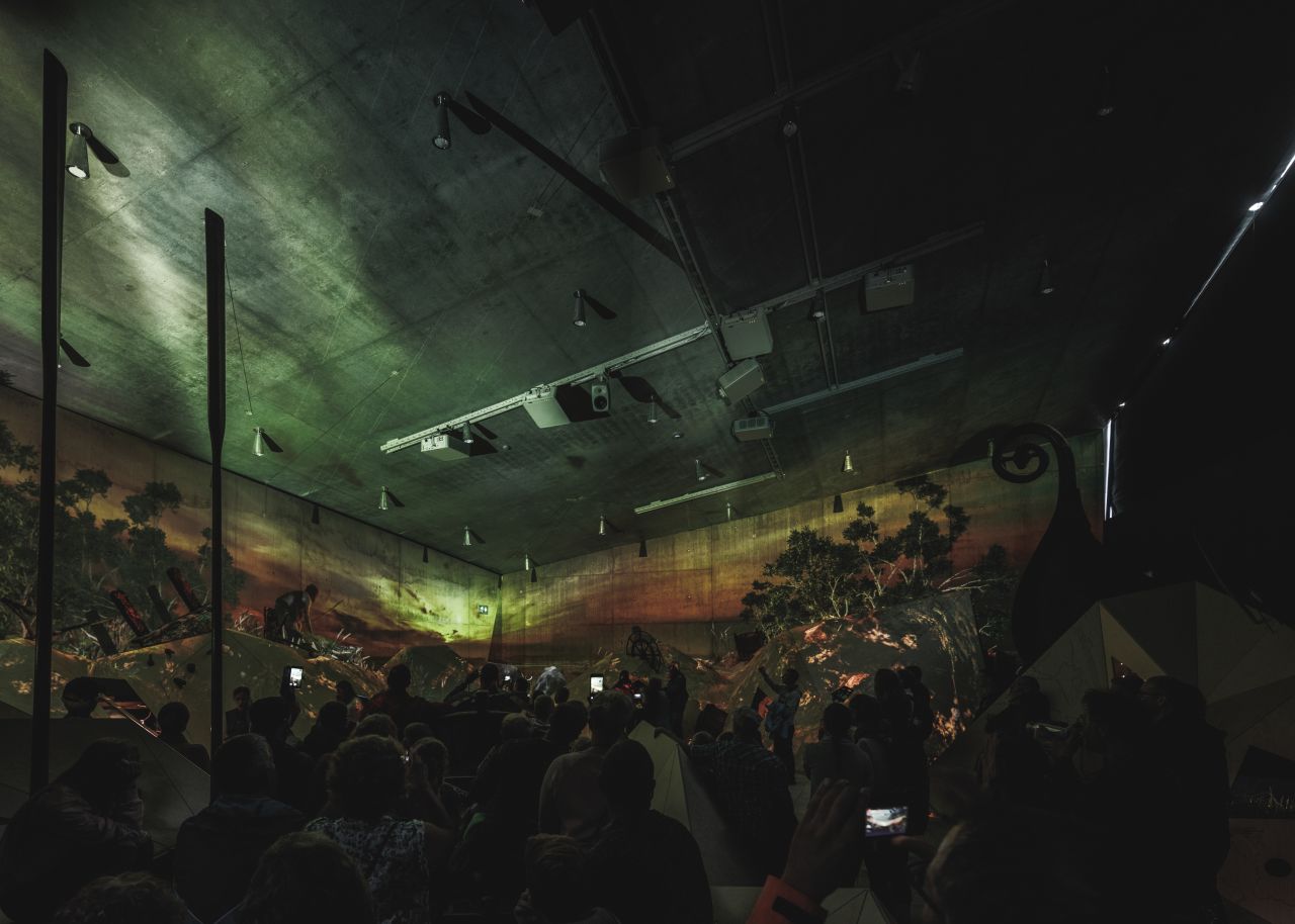 One of the galleries recounts life on the west coast of Denmark, from the Ice Age to today, through light projections.