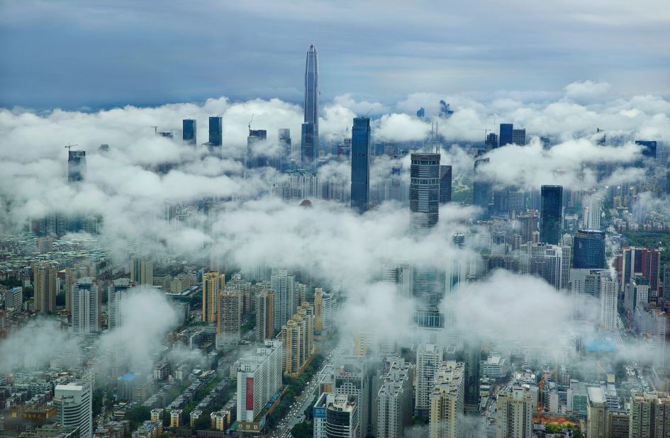 The Ping An Finance Center, the world's fourth tallest building, rises above Shenzhen, which built more skyscrapers last year than the entire United States.