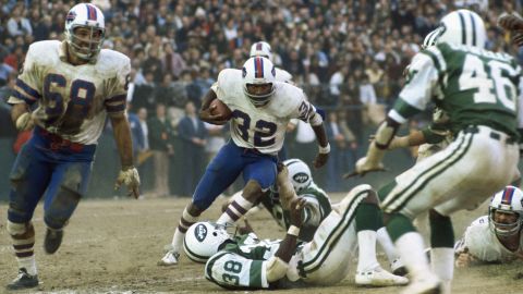 O.J. Simpson, playing for the Buffalo Bills, runs during a game against the New York Jets in New York.