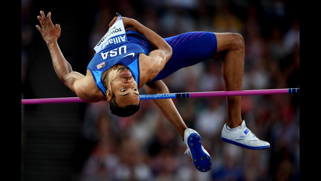 Roderick Townsend-Roberts of the United States competes in the Men's High Jump T47 Final during the IPC World ParaAthletics Championships 2017 at the London Stadium on Sunday, July 16.