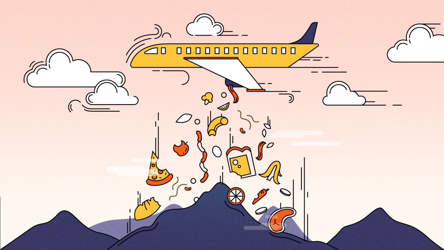 Illustration for airline food waste story