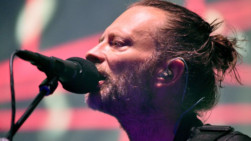 INDIO, CA - APRIL 14: Musician Thom Yorke of Radiohead performs on the Coachella Stage during day 1 of the Coachella Valley Music And Arts Festival (Weekend 1) at the Empire Polo Club on April 14, 2017 in Indio, California. (Photo by Trixie Textor/Getty Images for Coachella)
