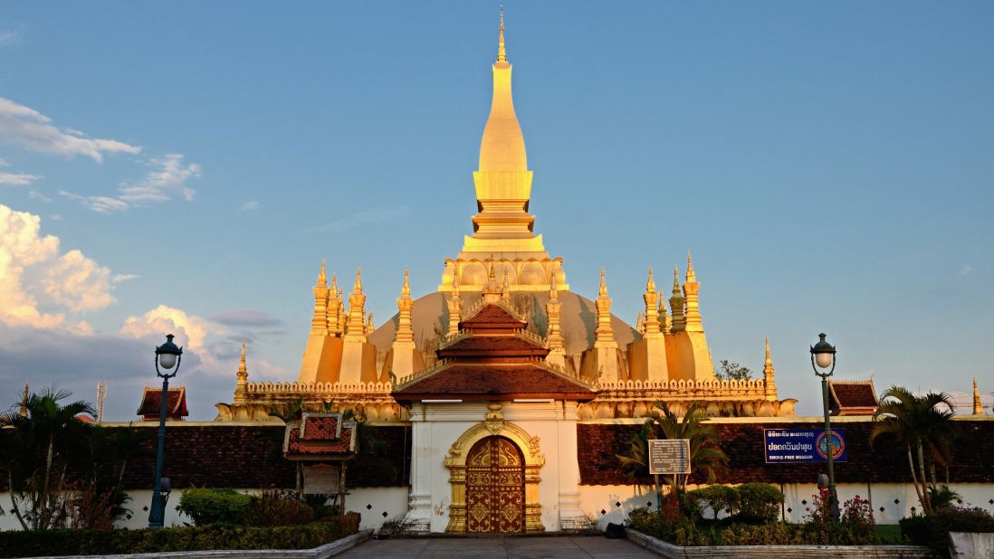 <strong>Pha That Luang:</strong> Located in Vientiane, the capital of Laos, Pha That Luang is the country's most important monument. The gold-covered "Great Stupa" is a  symbol of the city and believed to enshrine a breast bone of the Buddha.