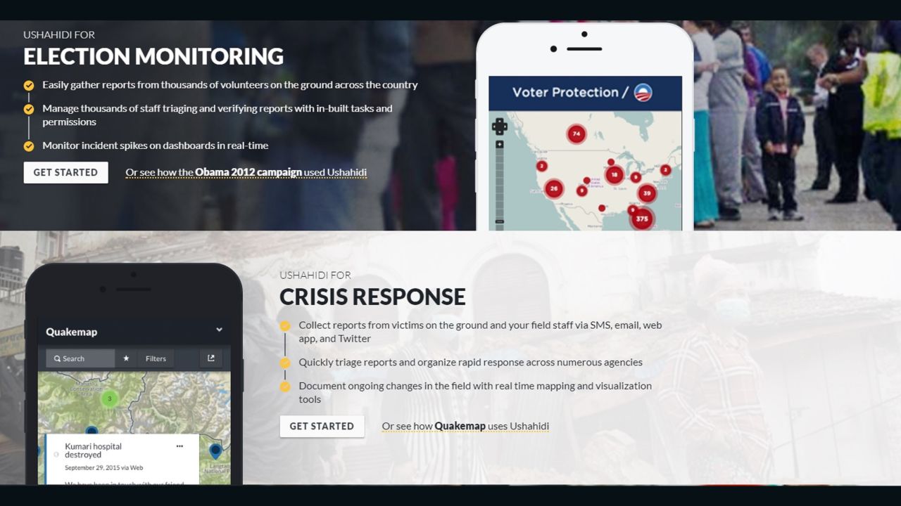 Ushahidi provides a range of mapping services including tracking natural disasters.