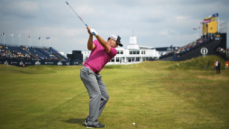 Sergio Garcia won his first major this year, at the Masters in Augusta, and the Spaniard was confident at Royal Birkdale, having also finished in the top 10 on 10 occasions at the Open. Here he is hitting an approach to the 18th green during practice.
