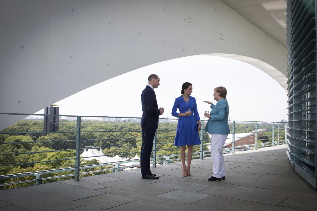 Merkel meets William and Catherine at the Federal Chancellery.