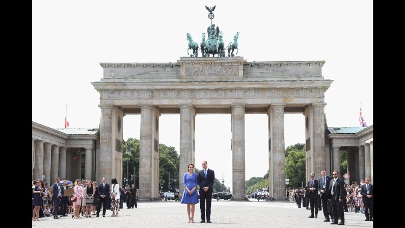 William and Kate visit the Brandenburg Gate on July 19, in Berlin.