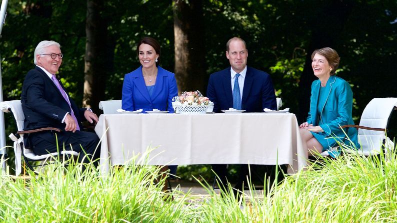 William and Kate meet with German President Frank-Walter Steinmeier and his wife, Elke Büdenbender, at Bellevue Castle on July 19 in Berlin. 