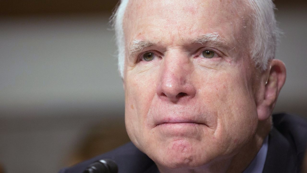 Chairman Senator John McCain listens during the Senate Armed Services Committee on information surrounding the Marines United Website at the Dirksen Senate Office Building in Washington, DC on March 14, 2017
The Senate Armed Services Committee held the hearing with General Robert Neller, who heads the Marine Corps. The Pentagon faced a burgeoning scandal March 10, 2017 as more pictures of naked female service members apparently shared without their consent by male colleagues have turned up on secret social media sites. The scandal broke over the weekend with the revelation that pictures of female Marines in various stages of undress had been shared in a secret Facebook group called "Marines United."

Membership in the group was restricted to current and former Marines, but it had as many as 30,000 members before it was taken down.

The story was first reported by The War Horse, a news group run by Marine veteran Thomas Brennan.

He said some of the photos were taken surreptitiously, while others had been taken by the women themselves but shared without their consent.
 / AFP PHOTO / Tasos Katopodis        (Photo credit should read TASOS KATOPODIS/AFP/Getty Images)