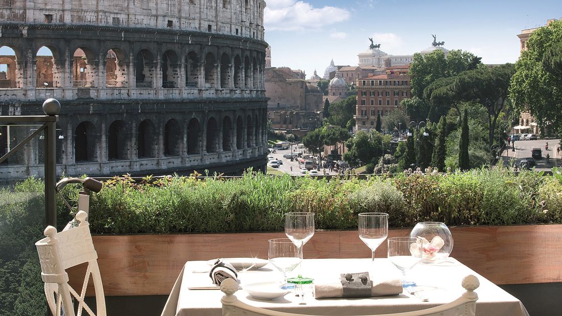<strong>Aroma at Palazzo Manfredi:</strong> The 17th-century Palazzo Manfredi hotel and its Michelin-star rooftop restaurant, Aroma, sit just a stone's throw away from the Colosseum.