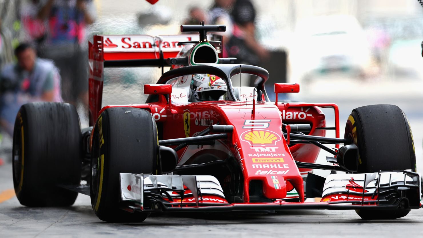 Sebastian Vettel's Ferrari sports the "Halo" during practice at the 2016 Abu Dhabi Grand Prix.