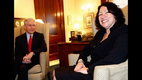 Sessions meets with Supreme Court  nominee Sonia Sotomayor. He voted against her nomination, which was made be President Barack Obama.