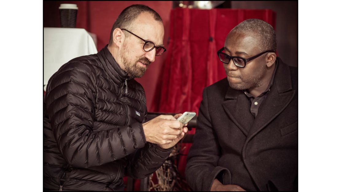 Tim Walker and Edward Enninful on set of 2018 Pirelli calendar shoot.