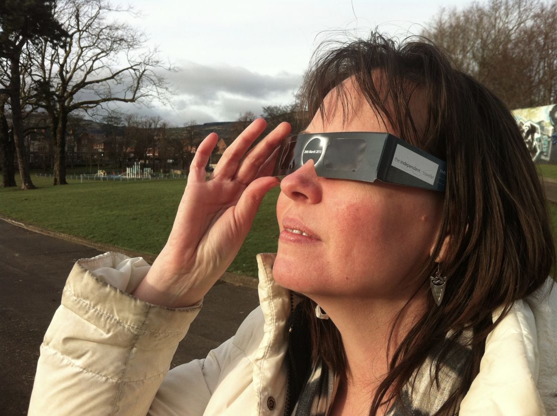 Kate Russo sporting some special eclipse sunglasses in 2015.