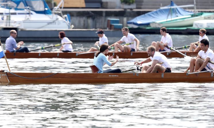 William and Kate participate in a friendly rowing race on July 20, in Heidelberg.