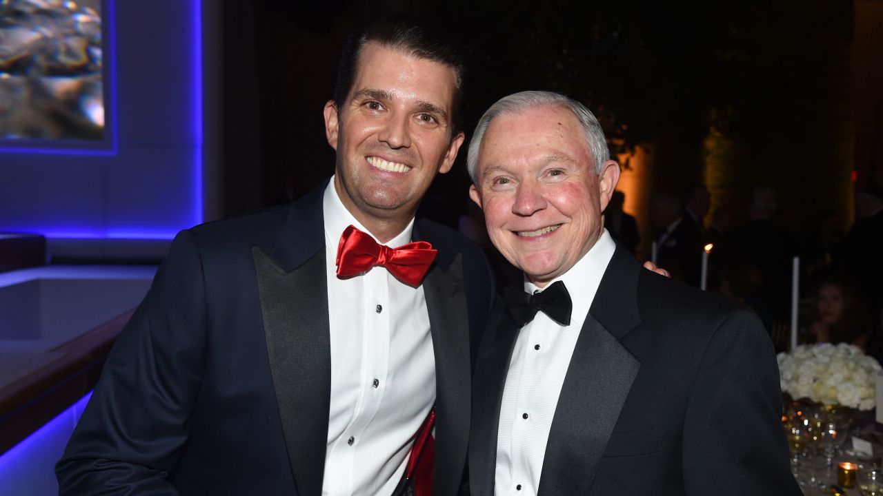 Donald Trump Jr. and Sessions at a  dinner in Washington in January 2017.