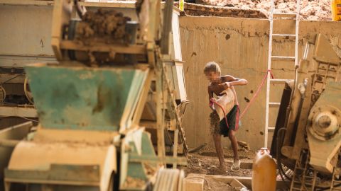 A child working at a brick kiln outside Phnom Penh, Cambodia.