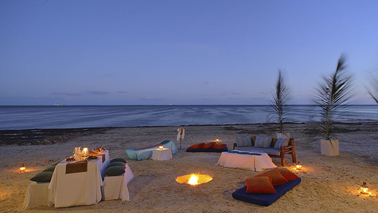 <strong>Nyali: </strong>Whitesands, one of the upscale beach resorts behind the long white-sand strand, offers services like private beach dining.