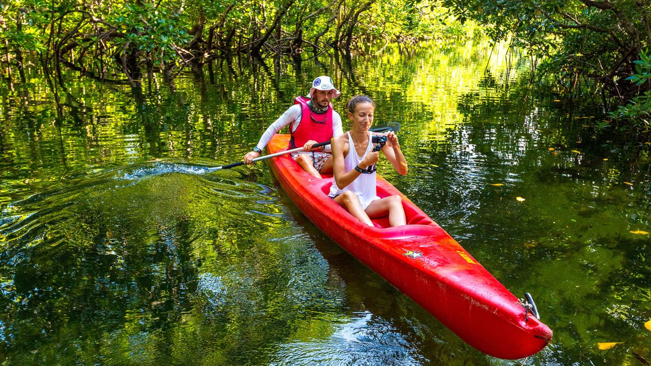 If beach bumming isn't enough, the Sands at Chale Island resort can arrange activities like kayaking in the mangroves.