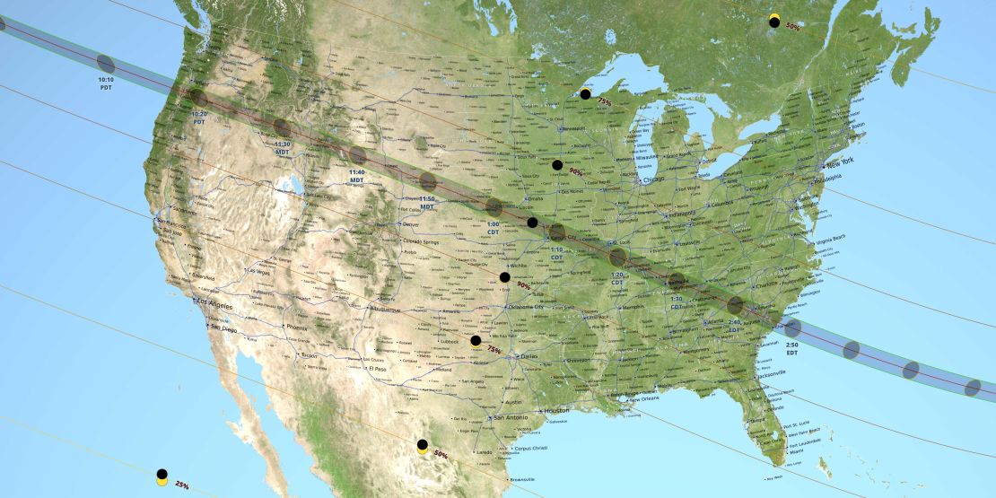 NASA Map showing the path of the "Great American Eclipse."
