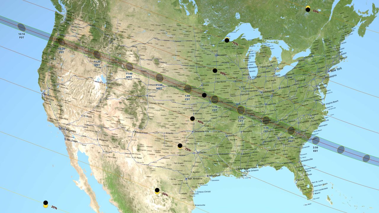 NASA Map showing the path of the "Great American Eclipse."