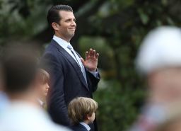 Donald Trump Jr. stands in April 2017, at the White House.