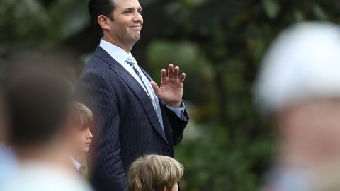 Donald Trump Jr. stands in April 2017, at the White House.
