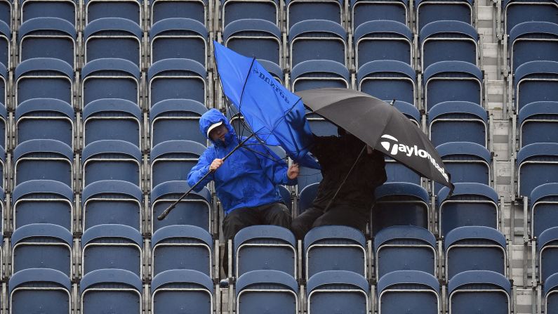 Fierce winds whipped across the course, which borders the Irish Sea north of Liverpool.