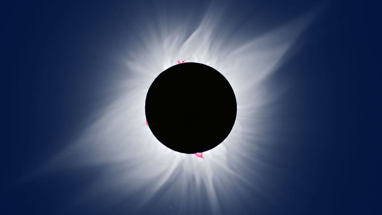 Multiple exposure composite of solar corona and prominences, during the total solar eclipse on July 11, 1991, in  San Jose del Cabo, Mexico.