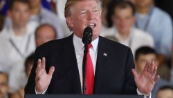 U.S. President Donald Trump speaks during the commissioning of the USS Gerald R. Ford CVN 78, on July 22, 2017 in Norfolk, Virginia. The keel of the USS Ford was laid in 2009 and is projected to be deployed in the year 2020, powered by two Nuclear reactors and is 1,092 feet long with a 134 foot beam and can carry over 75 aircraft. 