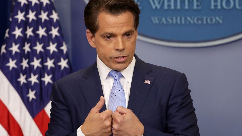 WASHINGTON, DC - JULY 21:  Anthony Scaramucci answers reporters' questions during the daily White House press briefing in the Brady Press Briefing Room at the White House July 21, 2017 in Washington, DC.
