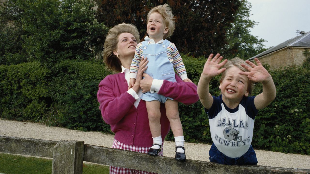 Princes William and Harry with their mother, Diana, in the garden of Highgrove House in Gloucestershire, England in 1986. 