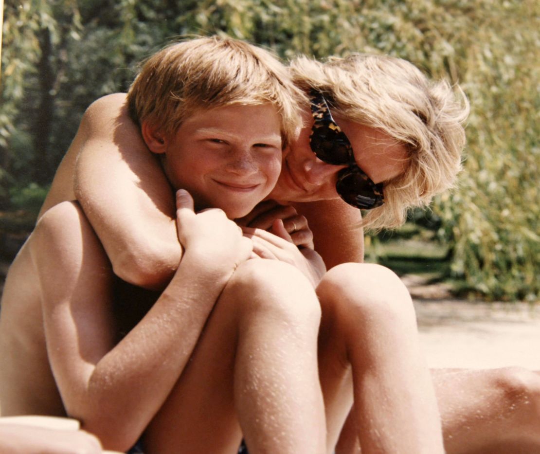 Diana, Princess of Wales, on holiday with Prince Harry.