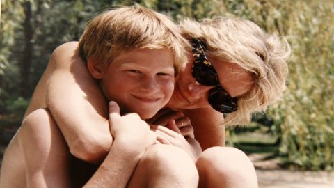 Diana, Princess of Wales, on holiday with Prince Harry.