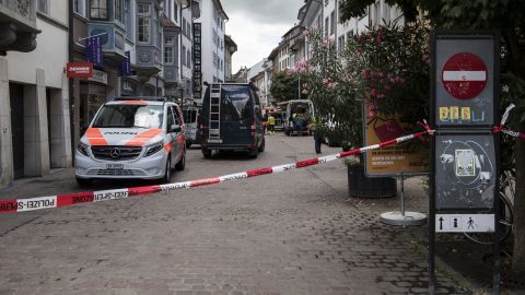 Police cordoned off parts of Schaffhausen after the attack.