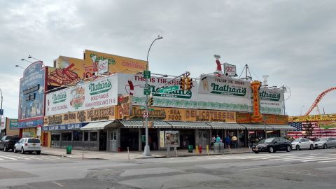 Nathan's Famous' original location is in Coney Island, near the Wonder Wheel and Cyclone.