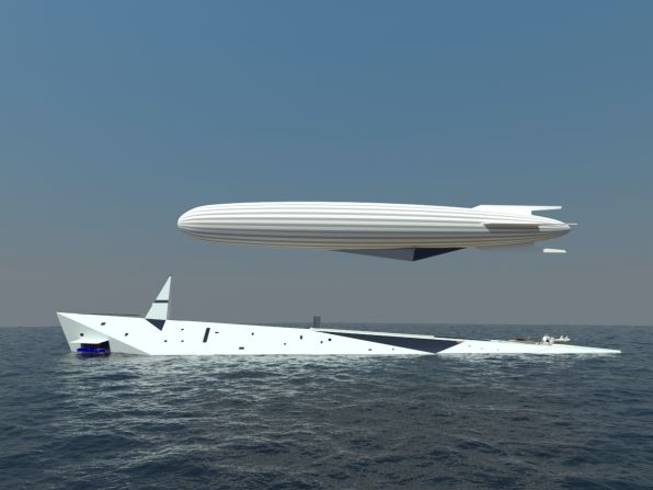The airship is 100m in length and would offer the yacht's owner the chance to gain a different perspective while sailing the Mediterranean, for example. 