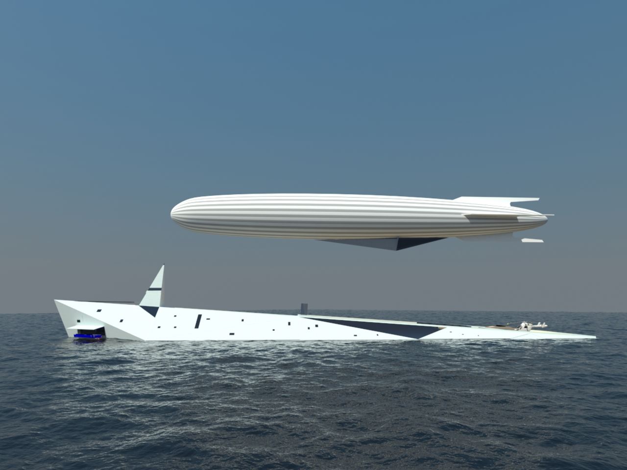 The airship is 100m in length and would offer the yacht's owner the chance to gain a different perspective while sailing the Mediterranean, for example. 