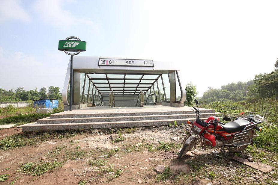 <strong>Next station is ... nowhere: </strong>Pictures of Caojiawan metro station in Chongqing, China, have caused an internet sensation after revealing it's in the middle of a wasteland. 