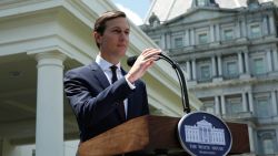 Senior Advisor to the President Jared Kushner makes a statement from at the White House after being interviewed by the Senate Intelligence Committee in Washington on July 24, 2017. 