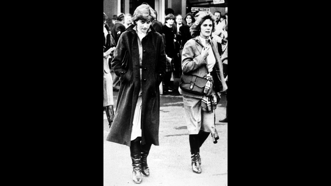 Diana and Camilla Parker-Bowles visit the Ludlow racecourse in October 1980, where Prince Charles was competing as a jockey. Diana and Charles would be engaged just a few months later. Prince Charles admitted in 1994 to a relationship with Parker-Bowles while still married to Diana; Charles and Camilla wed in 2005.