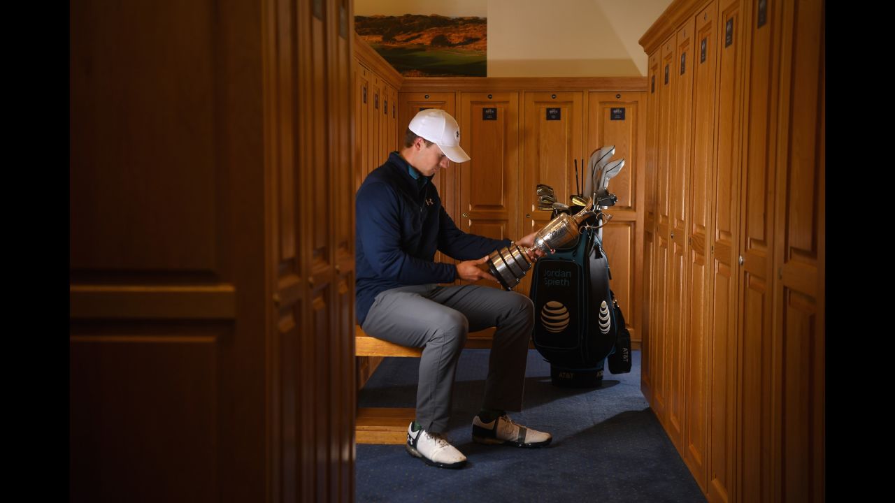 Golfer Jordan Spieth looks at the Claret Jug after <a href="http://www.cnn.com/2017/07/23/golf/british-open-2017-royal-birkdale-round-four-jordan-spieth-matt-kuchar/index.html" target="_blank">winning the Open Championship</a> on Sunday, July 23. Spieth held off fellow American Matt Kuchar to win by three strokes at the Royal Birkdale Golf Club in Southport, England. It is the third major victory of his career. The 23-year-old only needs a PGA Championship to complete the career Grand Slam.