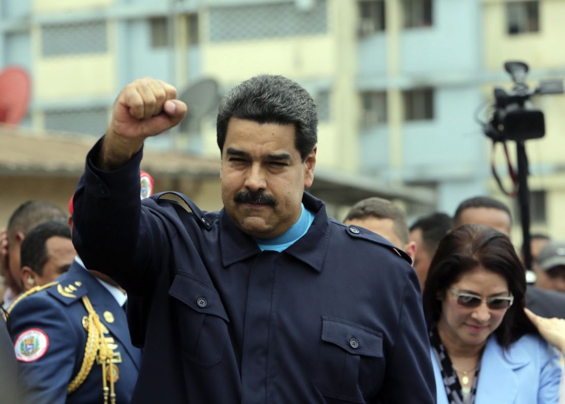 Venezuelan President Nicolas Maduro gestures after giving a speech in Panama City in 2015. 